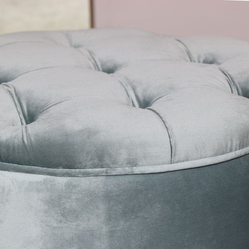 Grey Velvet Footstool