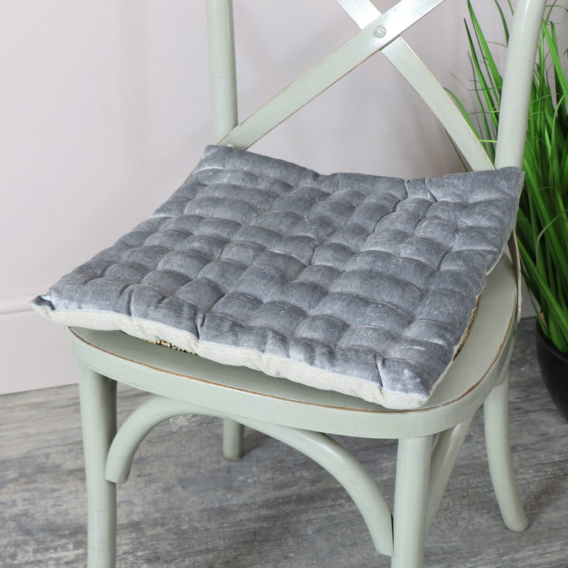 Grey Velvet Seat Pad Melody Maison