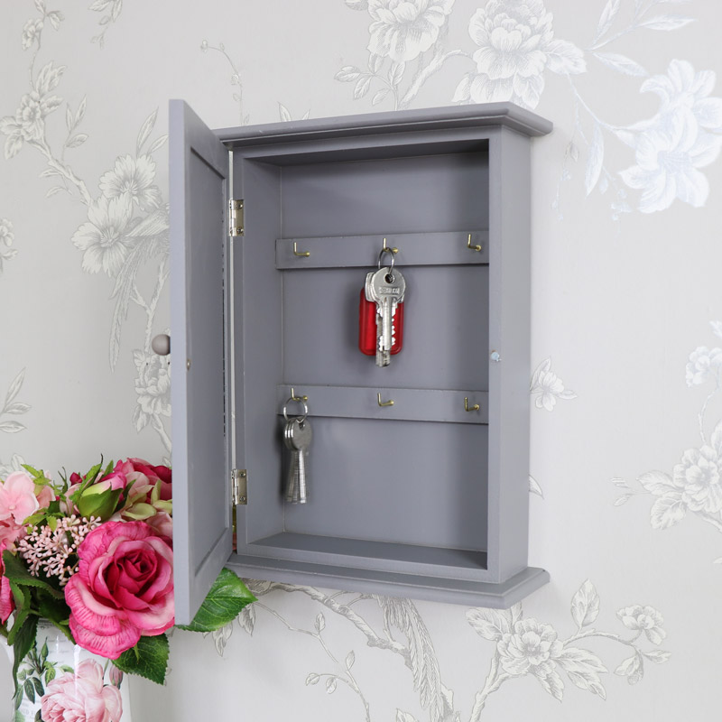 grey wall mounted wooden key cabinet - melody maison®