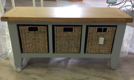 Grey Wooden Storage Bench - Rochford Range DAMAGED SECOND 7070