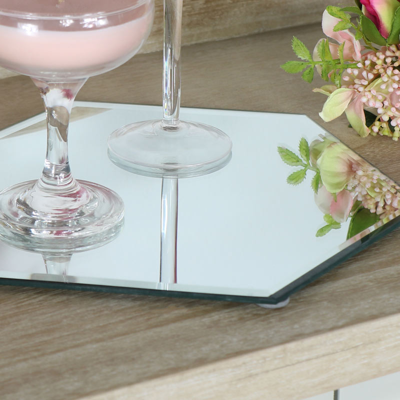 Details About Hexagonal Mirror Table Plate Kitchen Dining Wedding Gift Accessories Display