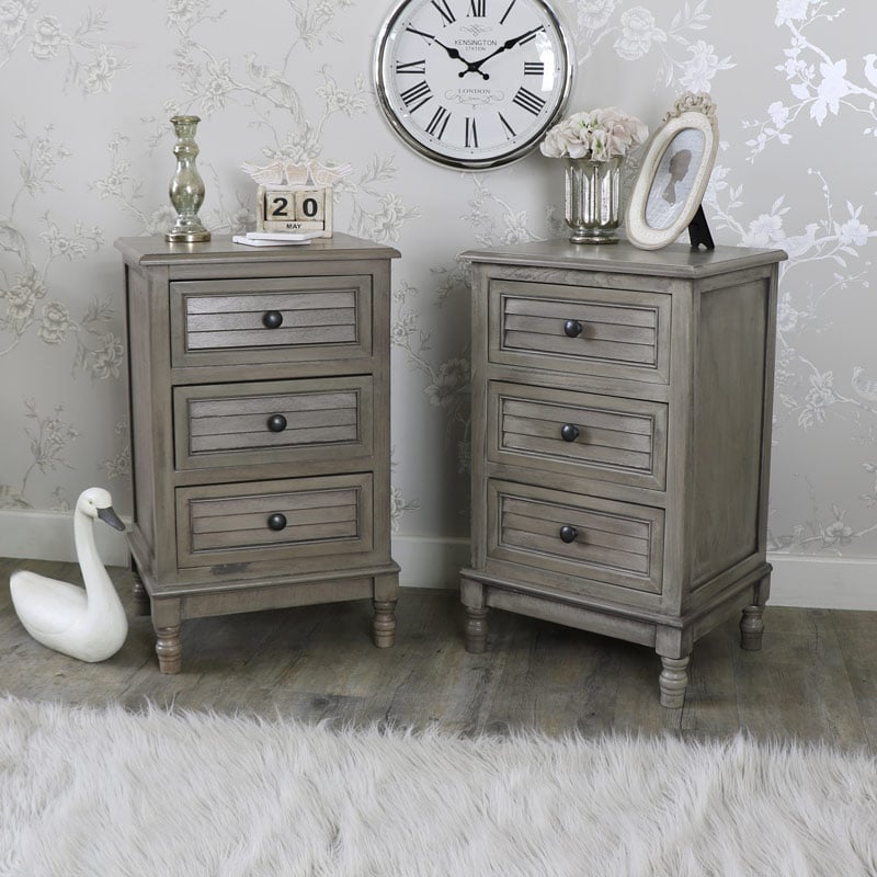 Pair Of Three Drawer Bedside Tables Hornsea Range Melody Maison