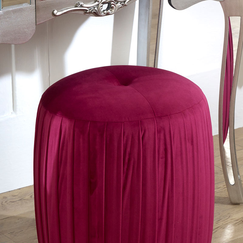 Hot Pink Velvet Stool