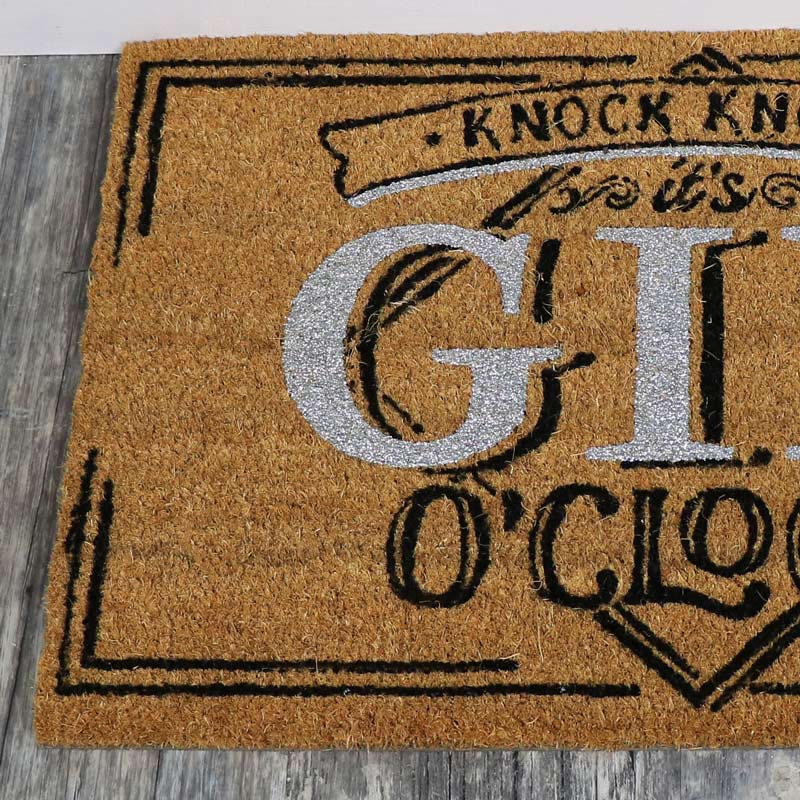 Humorous Door Mat 'Gin O'Clock' 