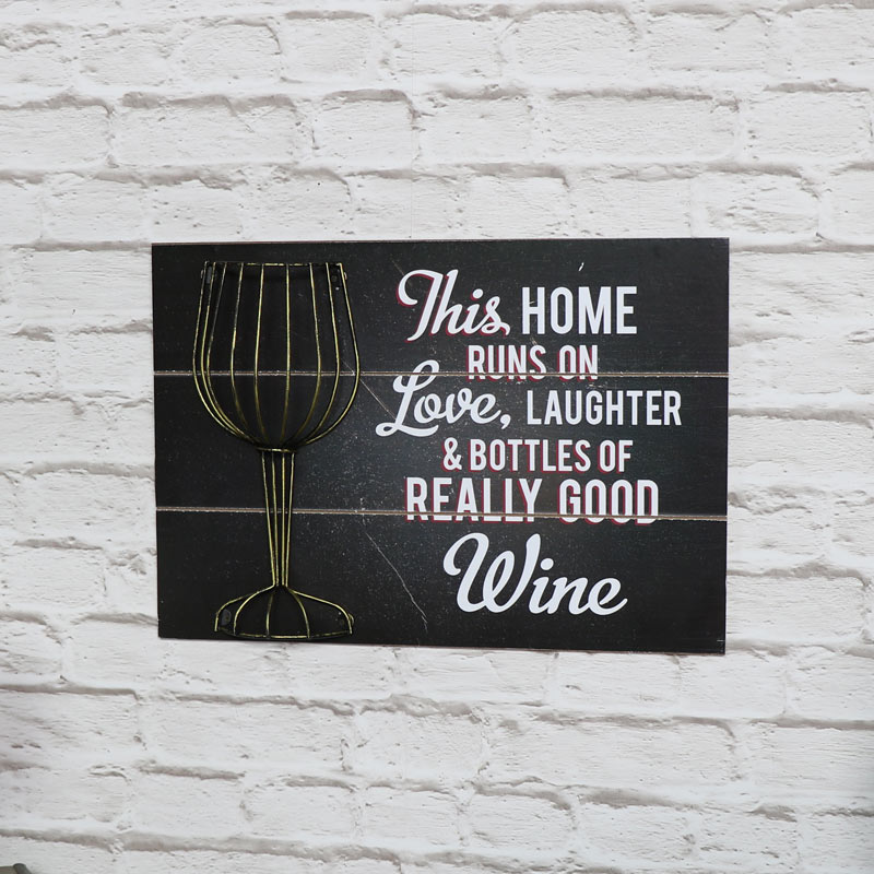 Humorous Wine Quote Black Wall Plaque Cork Holder