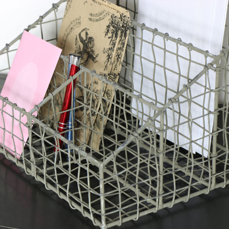 Industrial Grey Wire Desk Organiser 