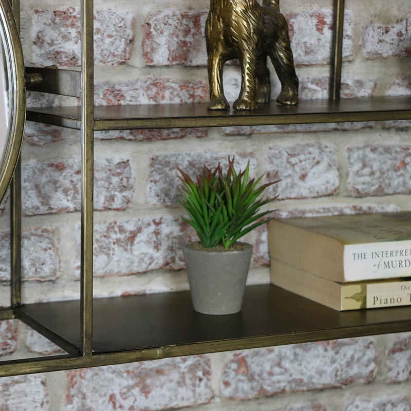 Industrial Mirrored Wall Shelving Unit 