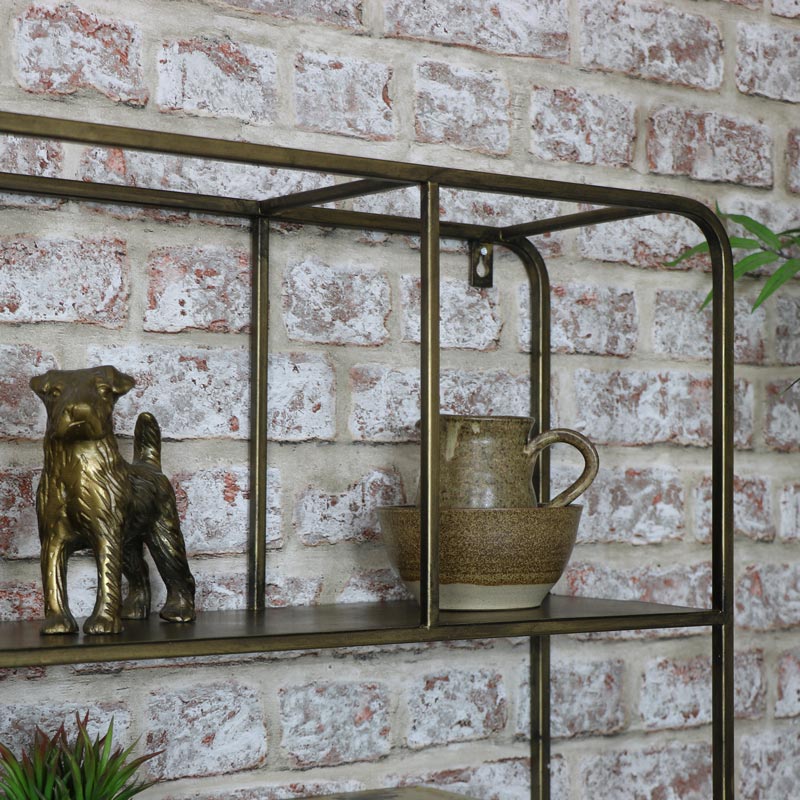 Industrial Mirrored Wall Shelving Unit 