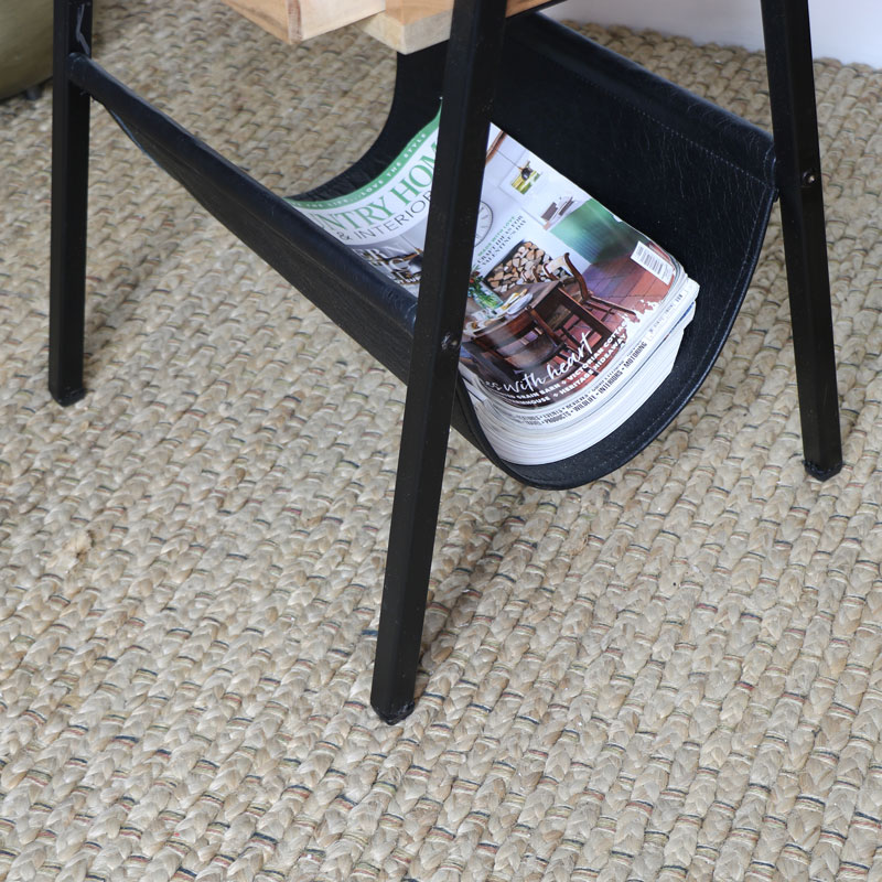 Industrial Side Table with Magazine Rack