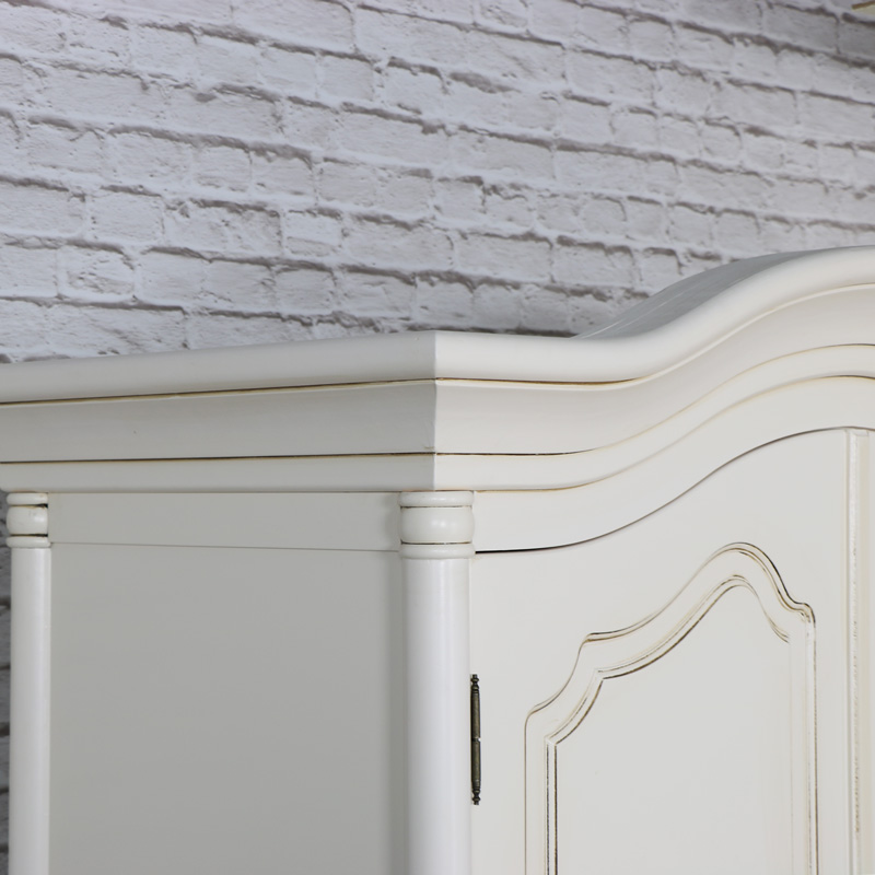 Large Antique Cream Armoire Style Double Wardrobe - Adelise Range