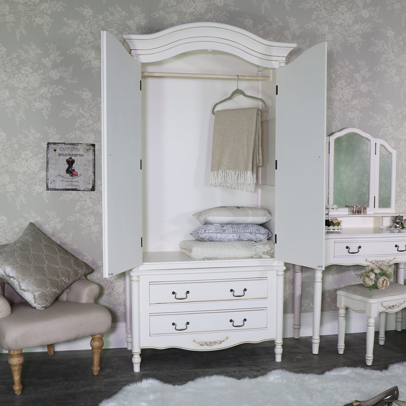 Large Antique Cream Armoire Style Double Wardrobe Adelise Range Double Armoire Wardrobe Adelise Range