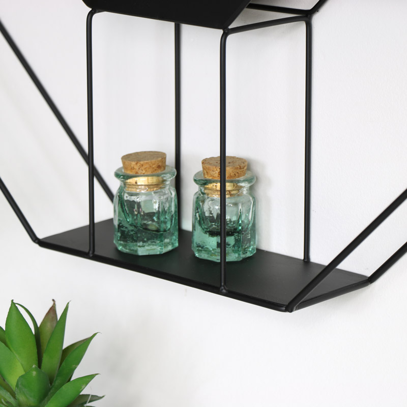 Large Black Clock With Shelves Melody Maison