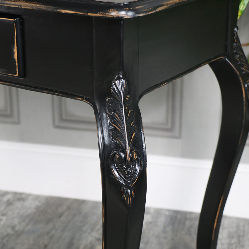 Large Black 3 Drawer Console Table Pierre Range Melody Maison Large Black 3 Drawer Console Table, Large Black Console Table With Drawers