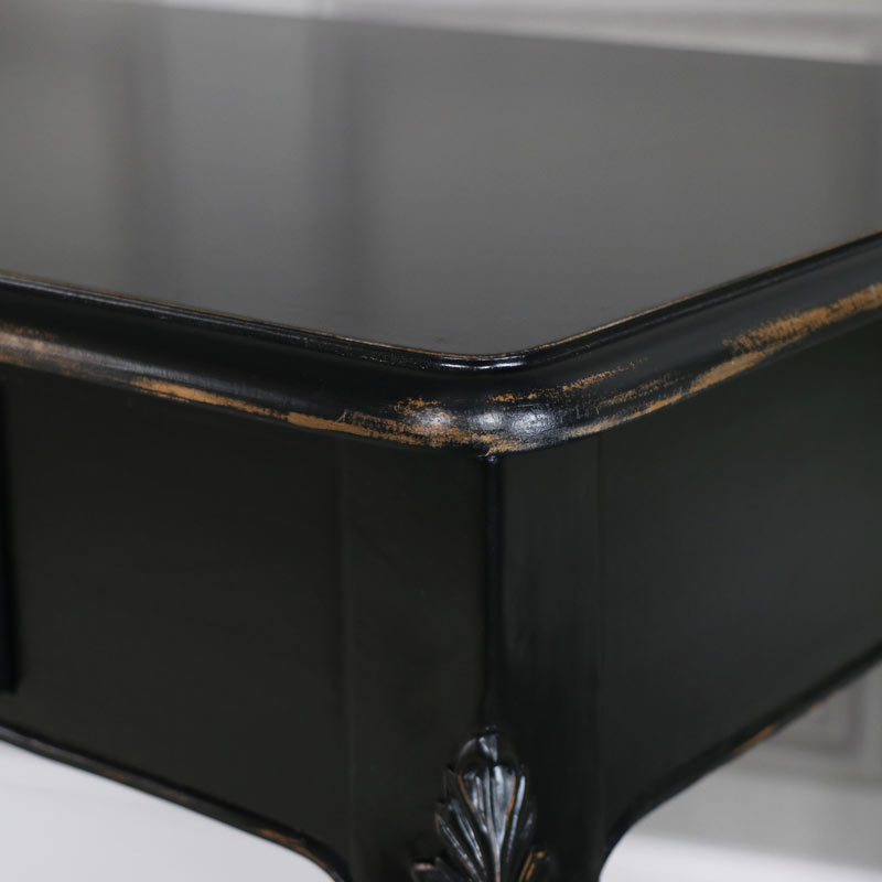 Large Black 3 Drawer Console Table, Large Black Console Table With Drawers