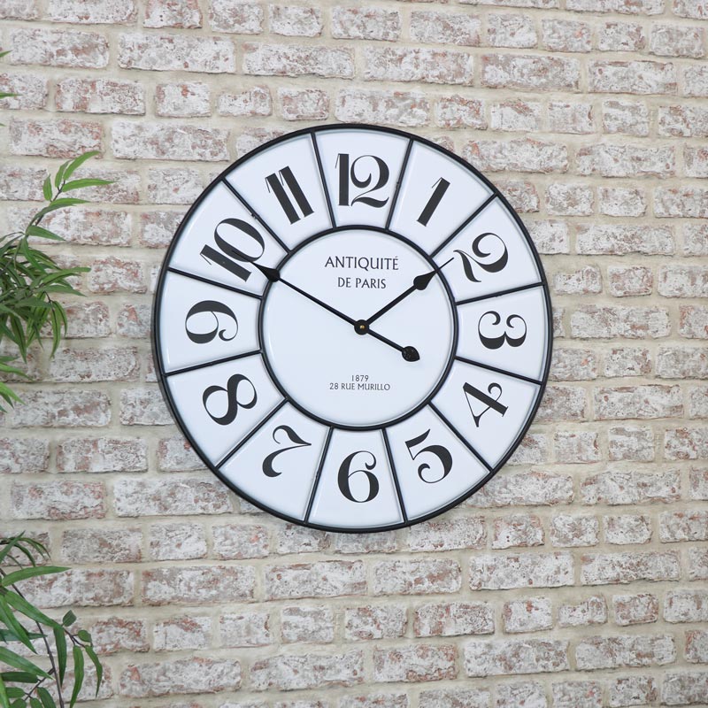 Large Black White Vintage Wall Clock - Large Vintage Wall Clock