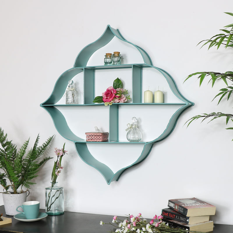 Large Blue Multi Shelf Wall Unit