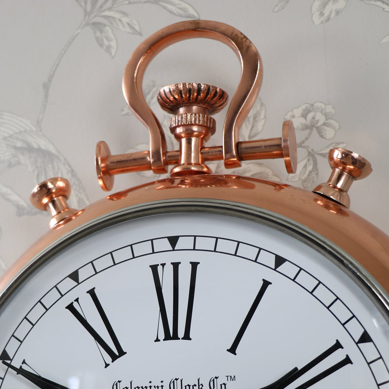 Large Copper Fob Stop Watch Style Wall Clock