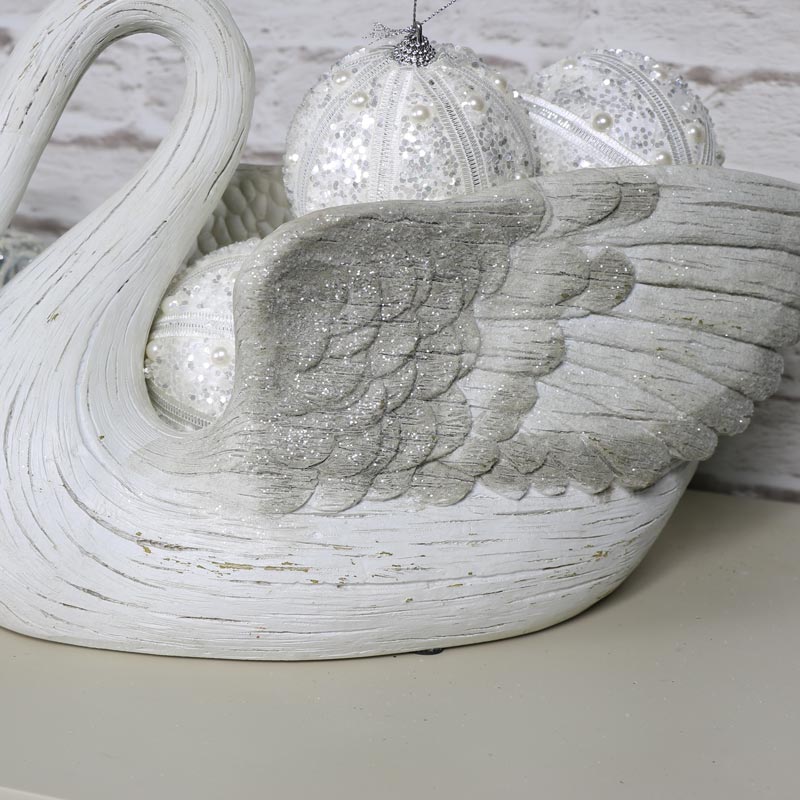 Large Cream Christmas Swan Bowl