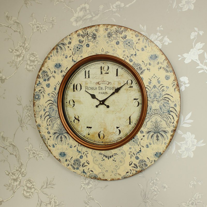 Large Cream Floral Wall Clock