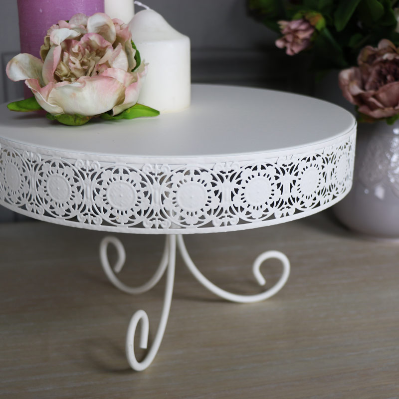 Large Cream Metal Cake Stand