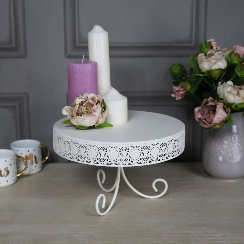 Large Cream Metal Cake Display Stand