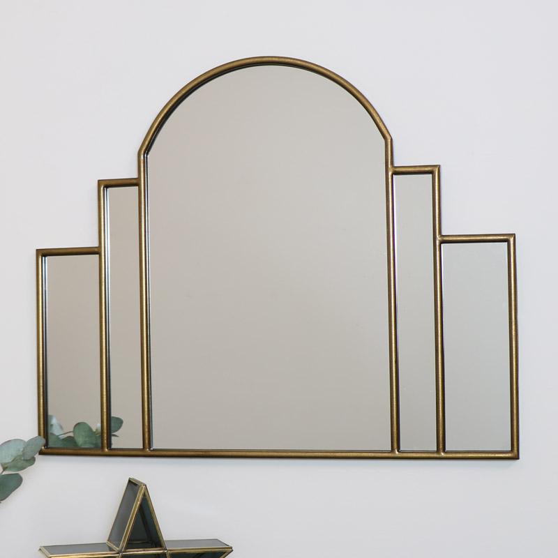 Large Gold Art Deco Arch Fan Mirror 80cm X 65cm - Art Deco Wall Mirrors Uk Large Gold Art Deco Arch Fan Mirror 80cm X 65cm - Art Deco Wall Mirrors Uk