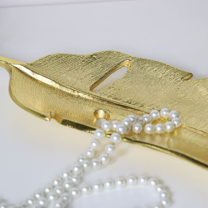 Large Gold Feather Trinket Dish