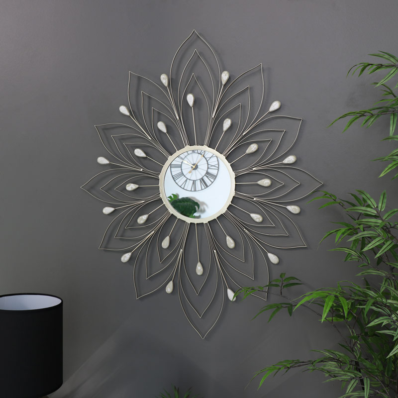 Large Gold Flower Wall Mirror