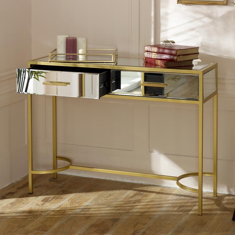 Gold Mirrored Console Hall Table - Venus Range