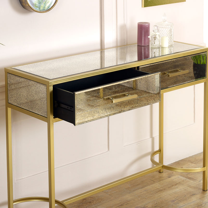 Gold Mirrored Console Hall Table - Cleopatra Range DAMAGED SECOND 2092
