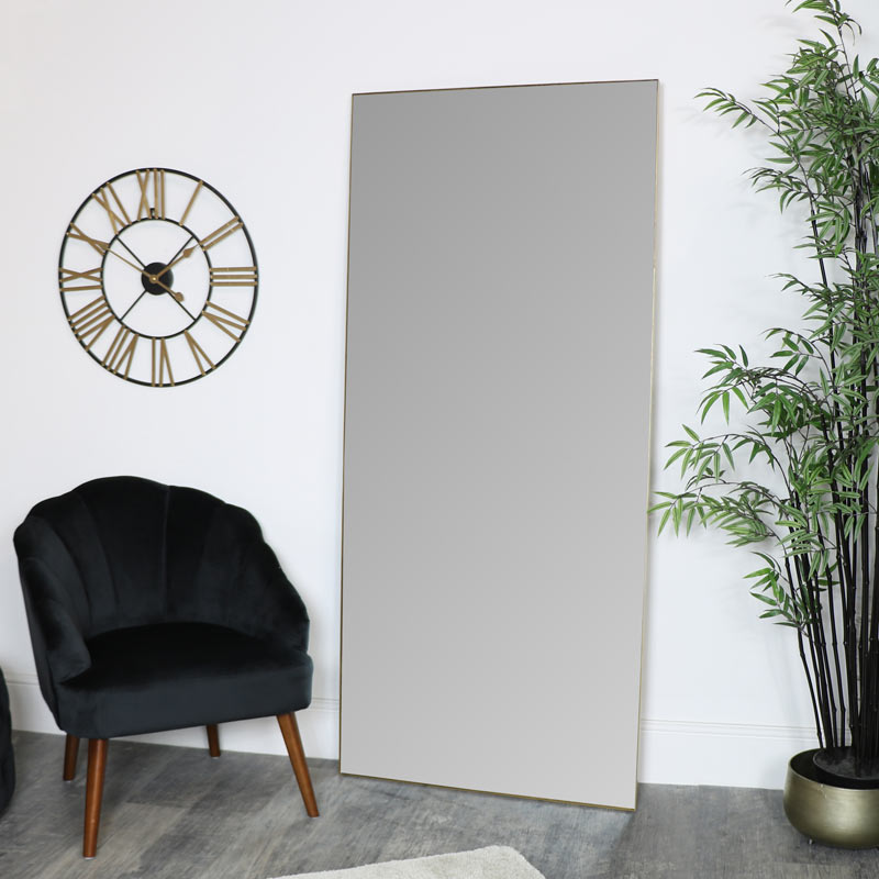  Large Gold Thin Framed Leaner Mirror 80cm x 180cm