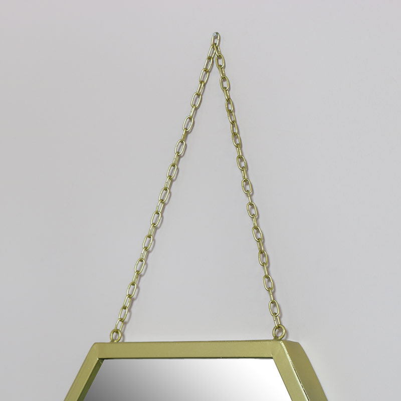 Gold Wall Mirror in Hexagonal Frame 45cm x 45cm