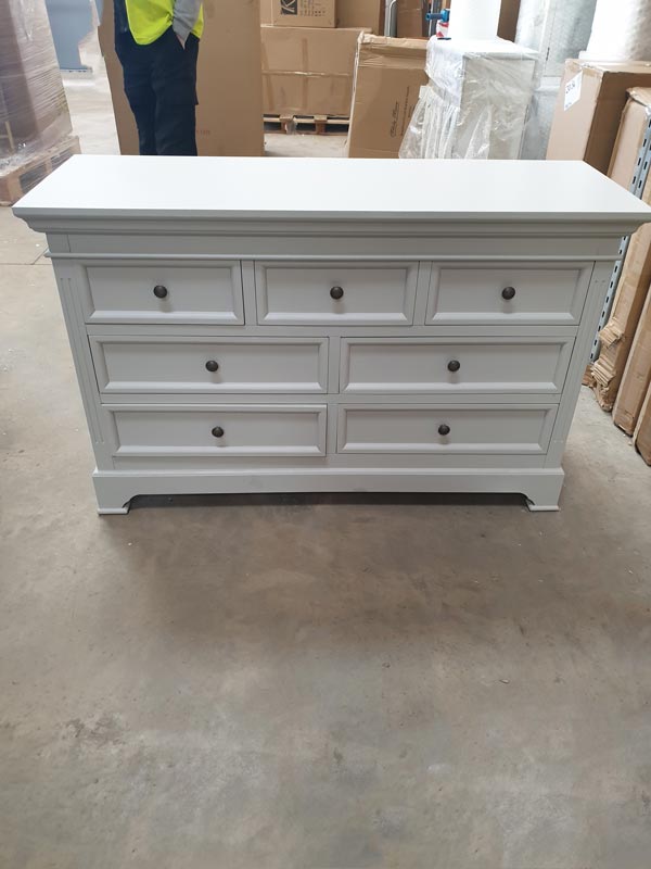 Large Grey 7 Drawer Chest of Drawers - Daventry Dove-Grey Range DAMAGED SECONDS 2033