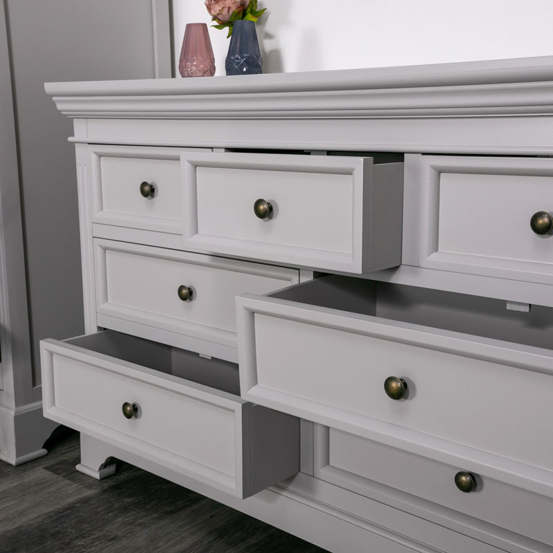 Large Grey 7 Drawer Chest of Drawers - Daventry Dove-Grey Range DAMAGED SECOND 3099