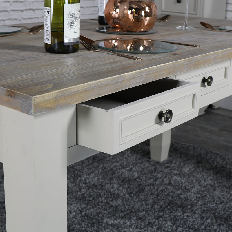 Large Grey 8 Drawer Dining Table - Cotswold Range