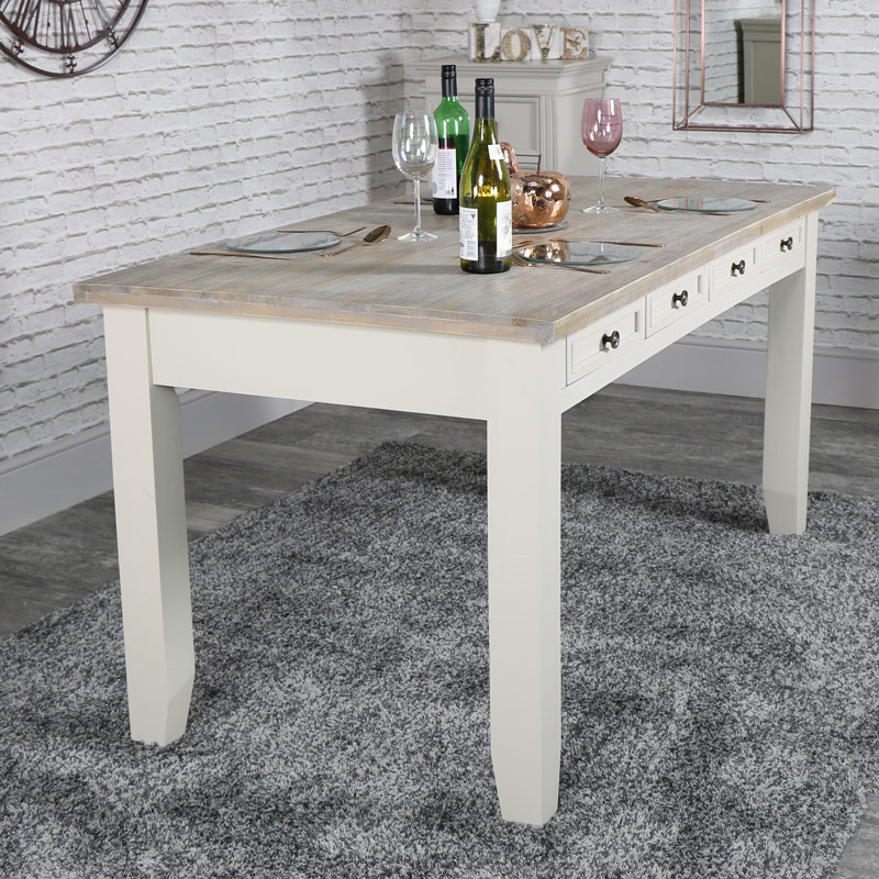 Large Grey 8 Drawer Dining Table - Cotswold Range