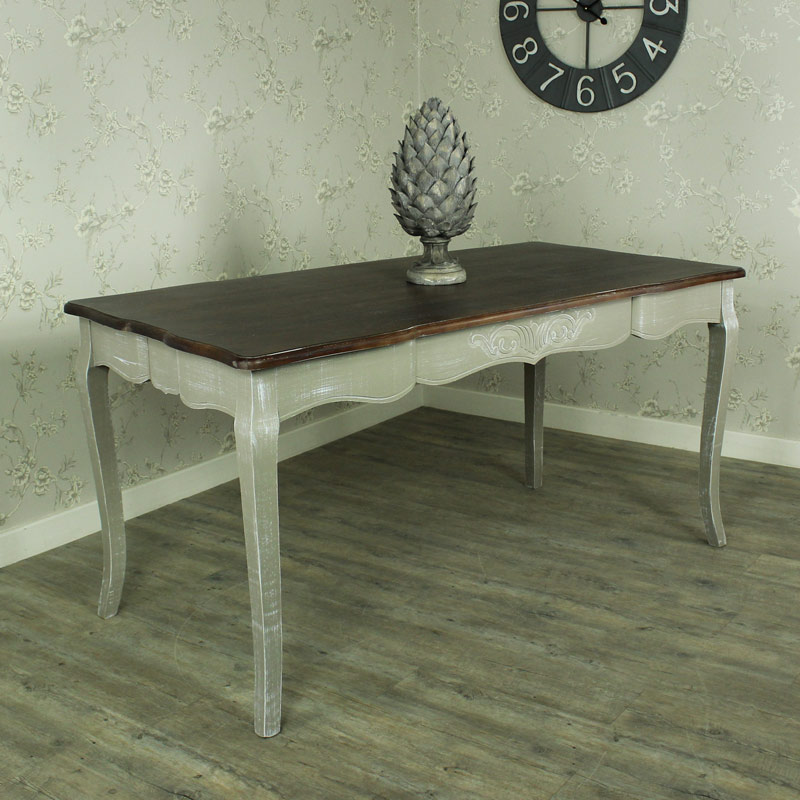 Large Grey Dining Table with 4 Padded Dining Chair - French Grey Range