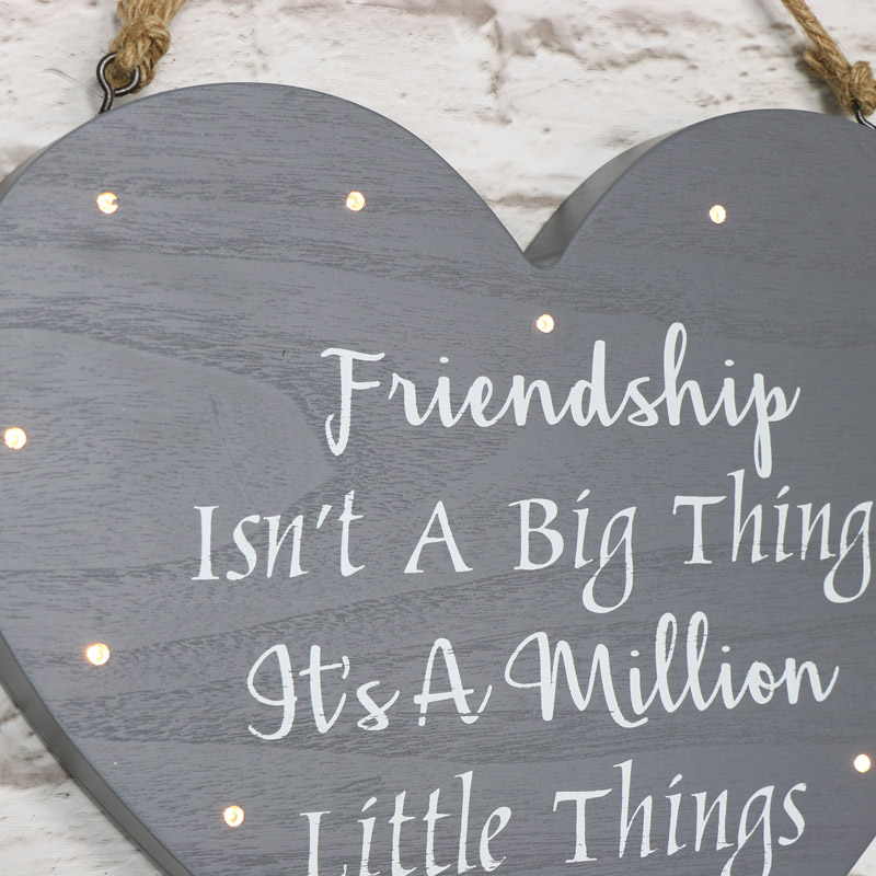 Large Grey LED Friendship Heart Wall Plaque