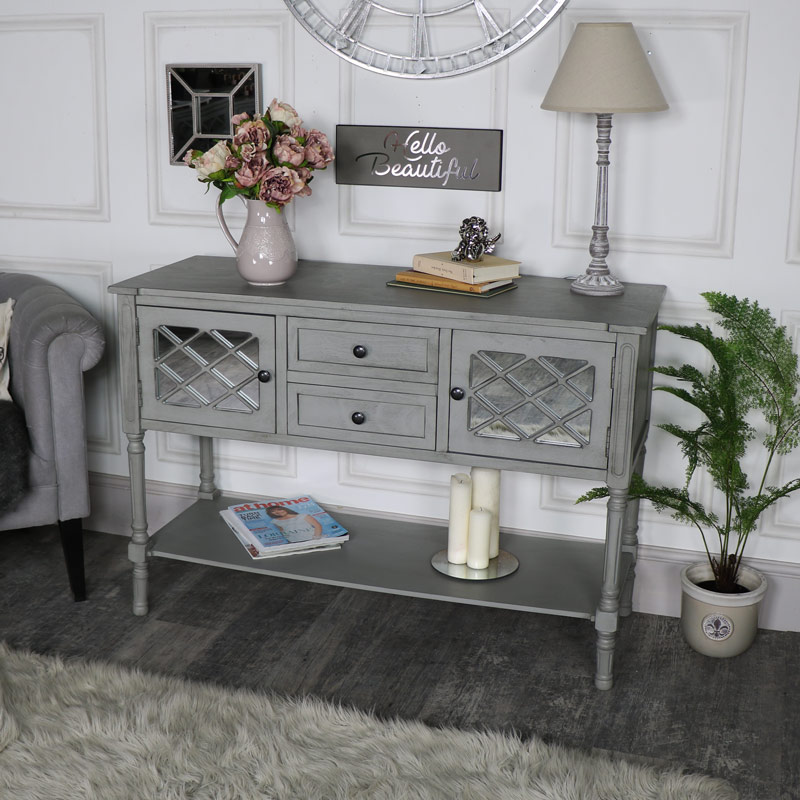 Large Grey Mirrored Sideboard Storage – Vienna Range