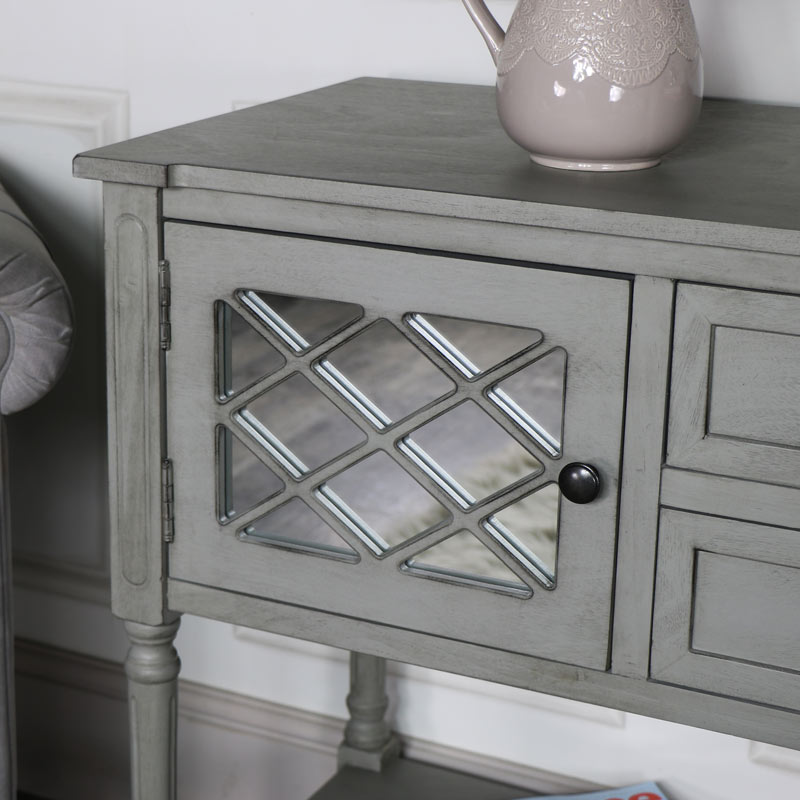 Large Grey Mirrored Sideboard Storage – Vienna Range