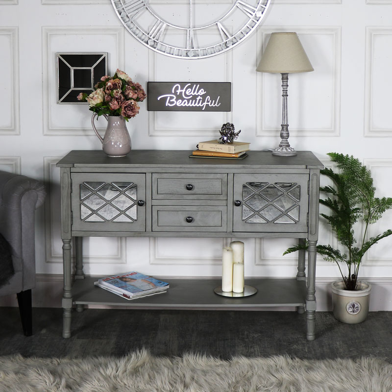 Large Grey Mirrored Sideboard Storage – Vienna Range