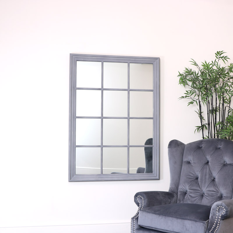 Large Grey Rectangle Window Mirror - Large Mirror Looks Like Window Large Grey Rectangle Window Mirror - Large Mirror Looks Like Window