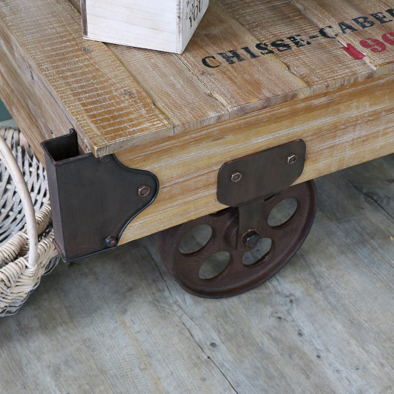 Large Industrial Railway Cart Style Coffee Table - Railway Cart Coffee Tables Large Industrial Railway Cart Style Coffee Table - Railway Cart Coffee Tables