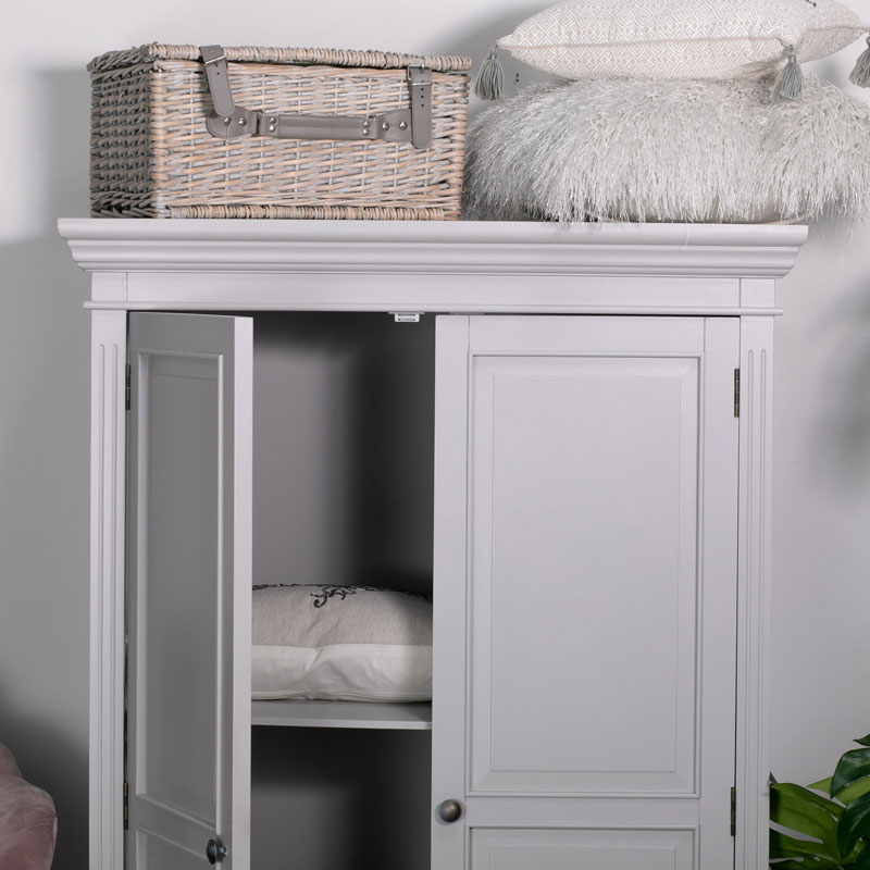 Large Grey Linen Closet / Low Wardrobe - Daventry Dove-Grey Range DAMAGED SECONDS ITEM 2019