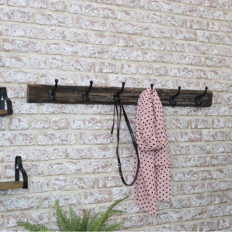 Large Metal Coat Hooks With Wooden Base - Large Wooden Wall Hooks