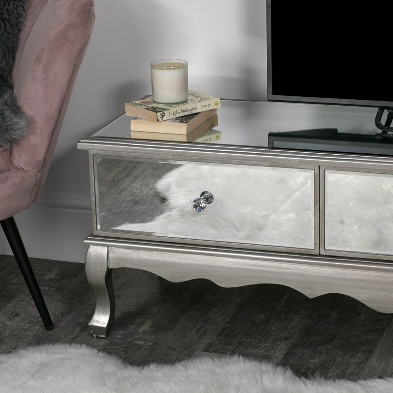 Large Mirrored Storage Cabinet Ottoman Tiffany Range Melody