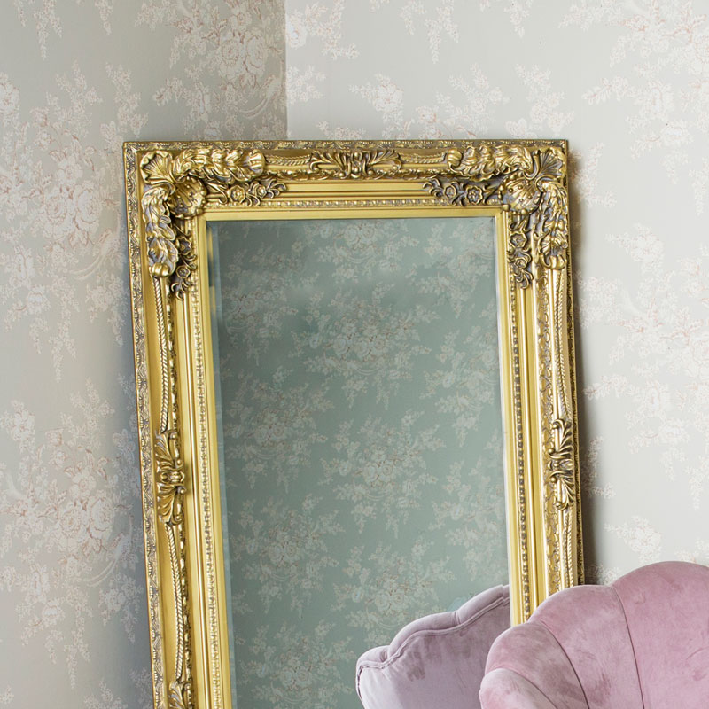 Large Ornate Gold Wall / Leaner Mirror 78cm x 58cm ...