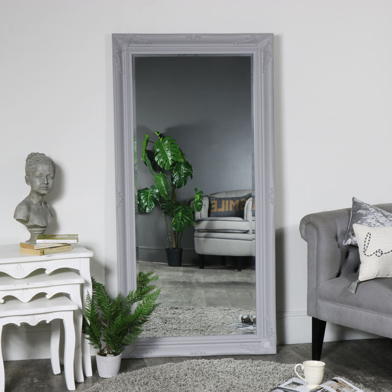 Large Ornate Grey Wall / Floor / Leaner Mirror 158cm x 79cm DAMAGED SECOND 2192