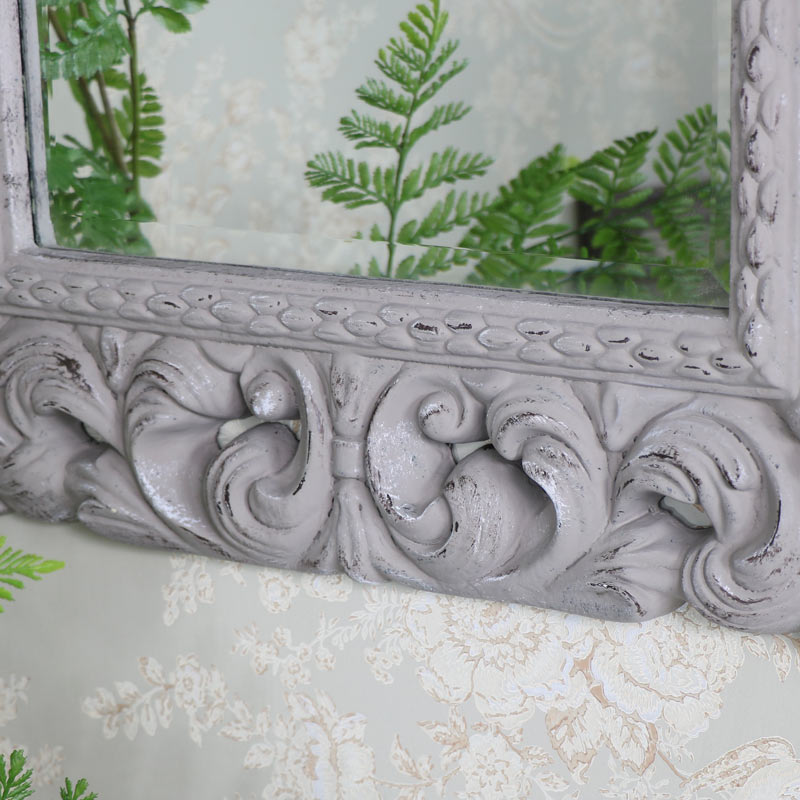 Large Ornate Rustic Grey Wall Mirror 66cm x 86cm