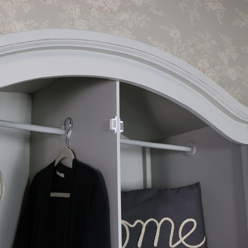 Large Ornate Vintage Grey Mirrored Double Wardrobe - Elise Grey Range DAMAGED SECONDS 1090